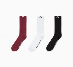 Converse 3-Pack Star Chevron Woven Loop Crew Socks κοκκινα ασπρα μαυρα | WSRQGH-182