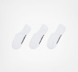 Converse 3-Pack Wordmark Ultra-Low Liner Socks ασπρα | EWYQGL-839