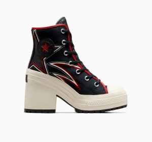 Converse Chuck 70 De Luxe Heel Moto μαυρα κοκκινα | FDVKBM-456