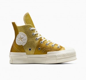 Converse Chuck 70 Plus Glitter ασπρα σκούρο χρυσο χρωμα | PHNUEF-862