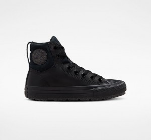 Converse Chuck Taylor All Star Berkshire Boot δερματινα μαυρα μαυρα γκρι | ADYGQH-721