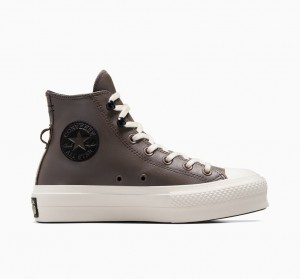 Converse Chuck Taylor All Star Lift flatforms Fleece-επενδυση δερματινα μαυρα | VSEDCY-681