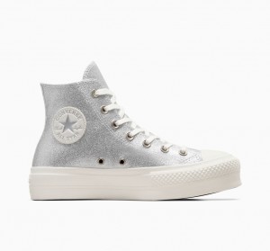 Converse Chuck Taylor All Star Lift flatforms Glitter ασημι | PLRDHU-630