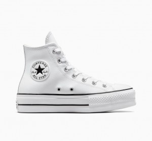 Converse Chuck Taylor All Star Lift flatforms δερματινα ασπρα μαυρα ασπρα | EXPLFJ-310