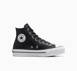 Converse Chuck Taylor All Star Lift flatforms δερματινα μαυρα ασπρα | HGSNFM-142