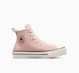 Converse Chuck Taylor All Star Lift flatforms δερματινα & Sherpa ροζ ασπρα μαυρα | KOMBNH-781