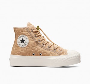 Converse Chuck Taylor All Star Lift flatforms Καπιτονέ Χακί | JTDHWF-876