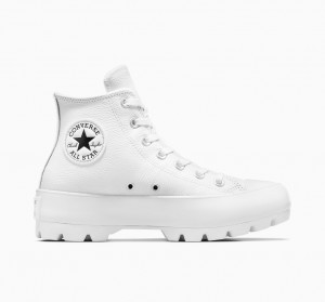 Converse Chuck Taylor All Star Lugged δερματινα ασπρα μαυρα ασπρα | PSYQOW-082