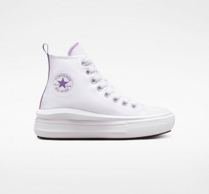 Converse Chuck Taylor All Star Move flatforms ασπρα μωβ ασπρα | IFXSHC-719