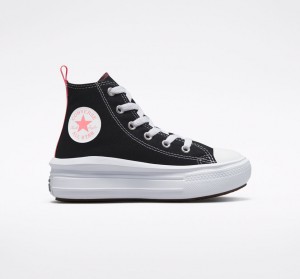 Converse Chuck Taylor All Star Move flatforms μαυρα ροζ ασπρα | COJRXT-569