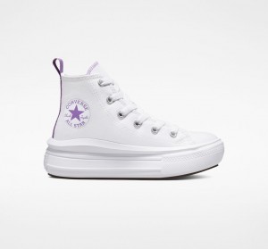 Converse Chuck Taylor All Star Move flatforms ασπρα μωβ ασπρα | RHDAPB-409