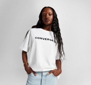 Converse Oversized Wordmark T-Shirt ασπρα | IMWTPG-234