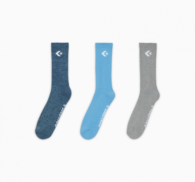 Converse 3-Pack Embroidered Crew Socks μπλε μπλε | TESVAM-149