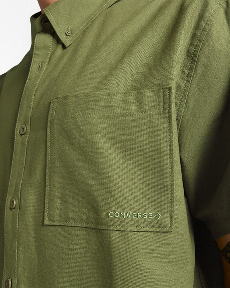 Converse Basic Woven κοντο Sleeve Shirt πρασινο | CURAGS-145