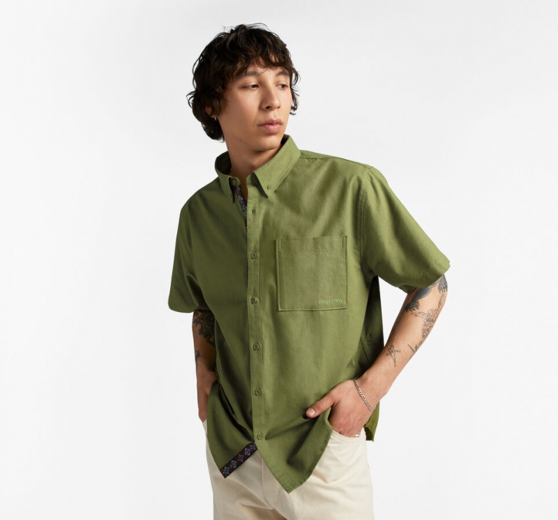 Converse Basic Woven κοντο Sleeve Shirt πρασινο | CURAGS-145