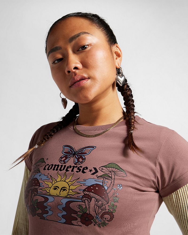 Converse Blooming Skate T-Shirt Saddle | BMUVDT-495