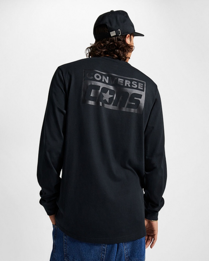 Converse CONS Long Sleeve T-Shirt μαυρα | PRUGCK-814