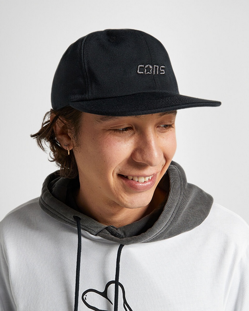 Converse CONS Six Panel Baseball Hat μαυρα | DIJLPZ-638