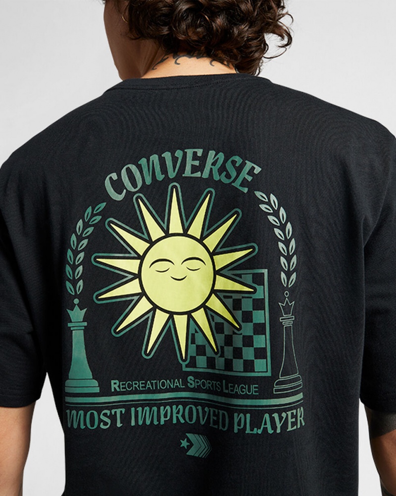 Converse Chess League σταμπεσ T-Shirt μαυρα | SOPXHW-736