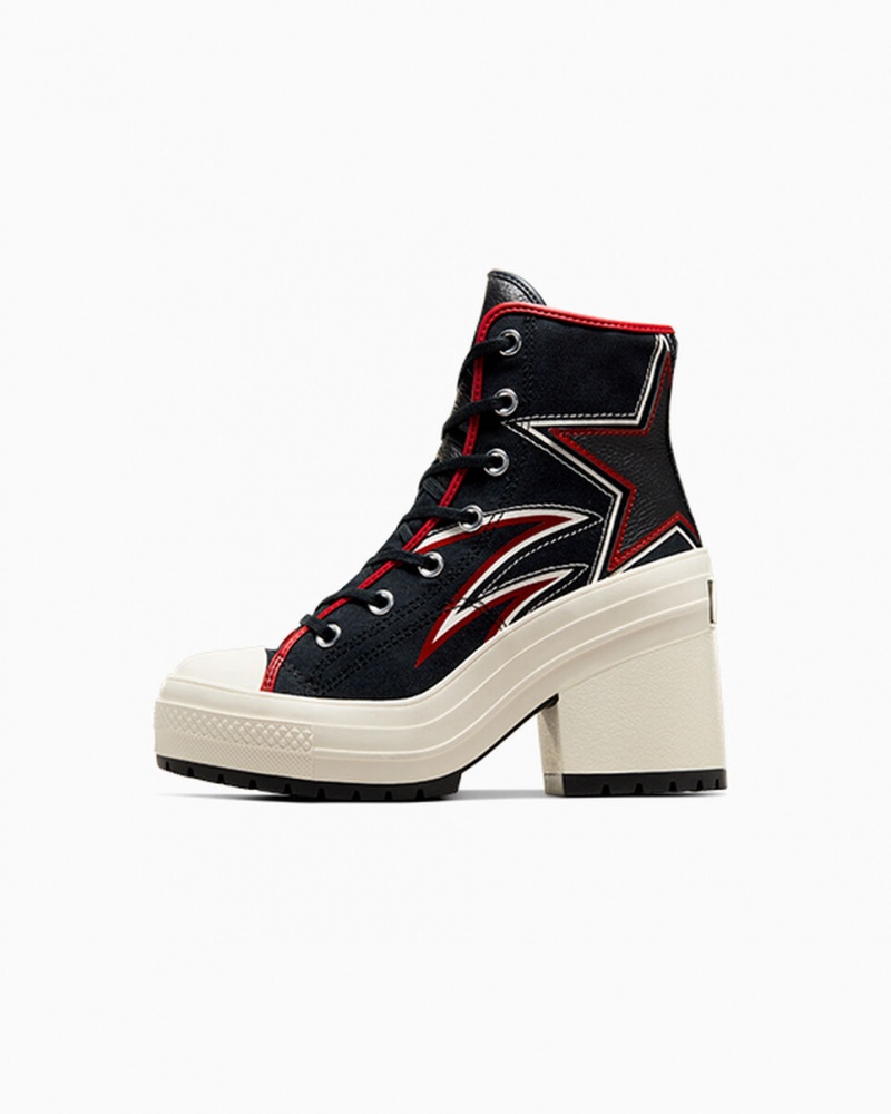 Converse Chuck 70 De Luxe Heel Moto μαυρα κοκκινα | YKFWOH-579