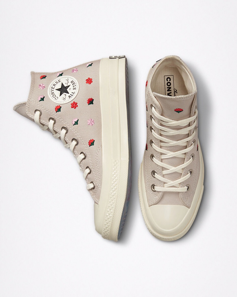 Converse Chuck 70 Floral Embroidery Desert Sand / Egret | EPLWZQ-924