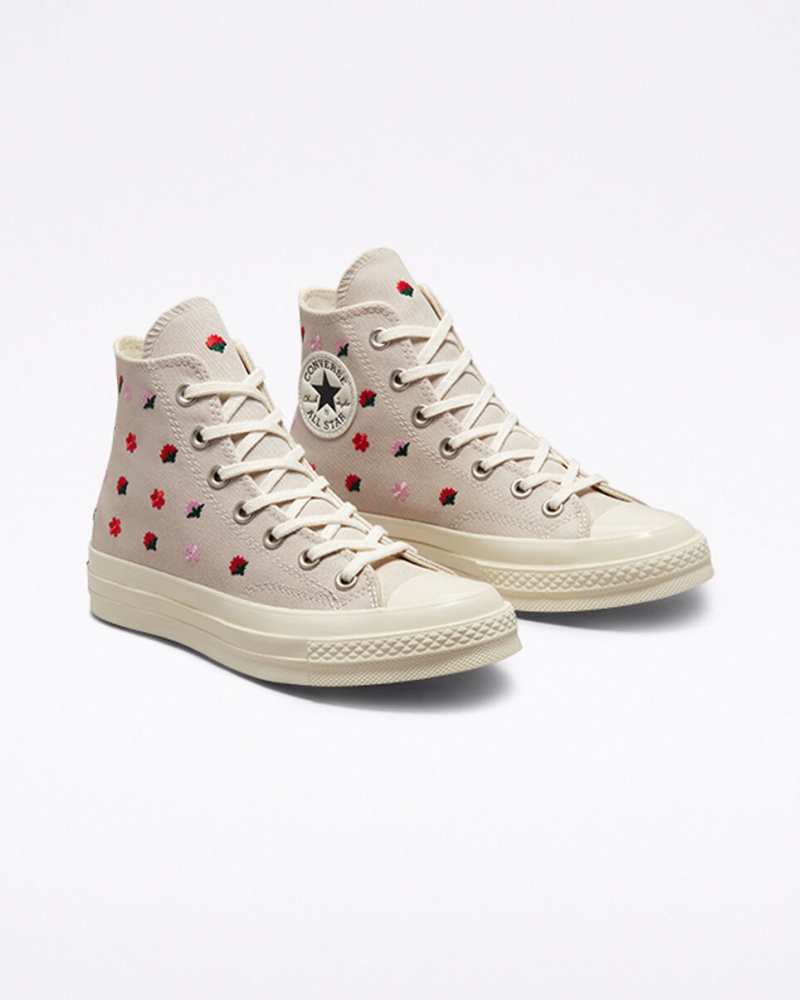 Converse Chuck 70 Floral Embroidery Desert Sand / Egret | EPLWZQ-924