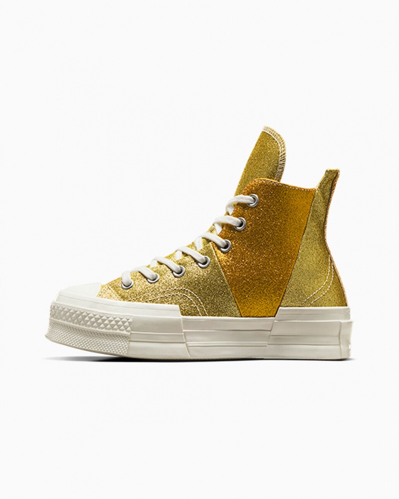 Converse Chuck 70 Plus Glitter ασπρα σκούρο χρυσο χρωμα | HPODZN-457