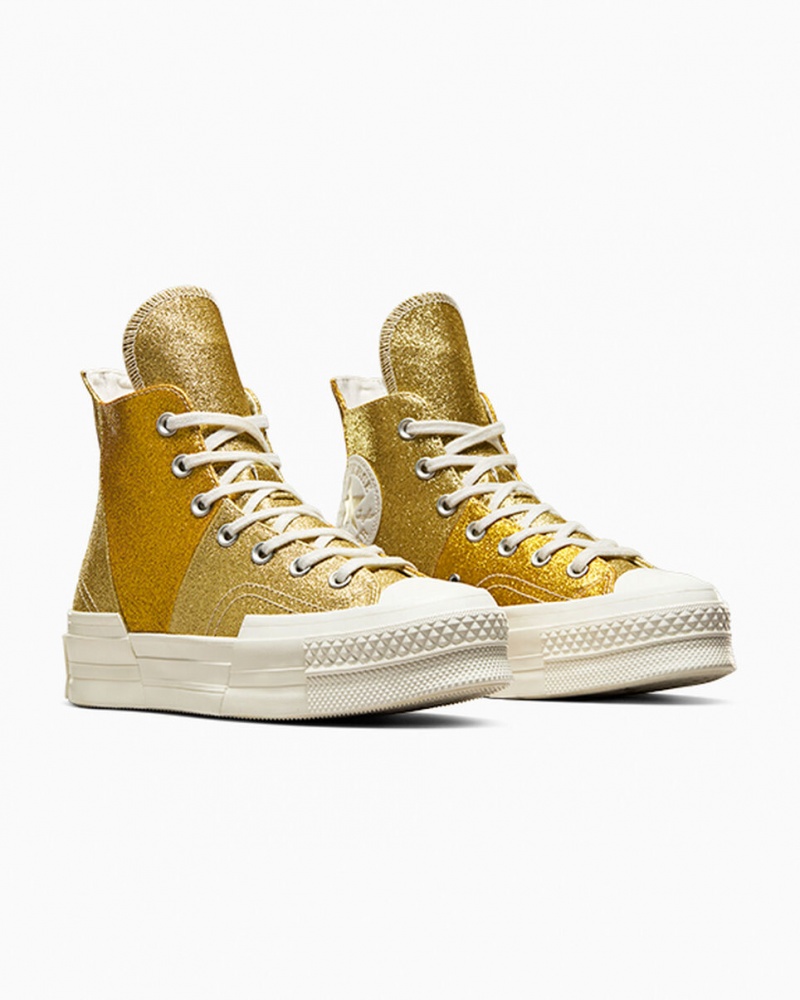 Converse Chuck 70 Plus Glitter ασπρα σκούρο χρυσο χρωμα | HPODZN-457