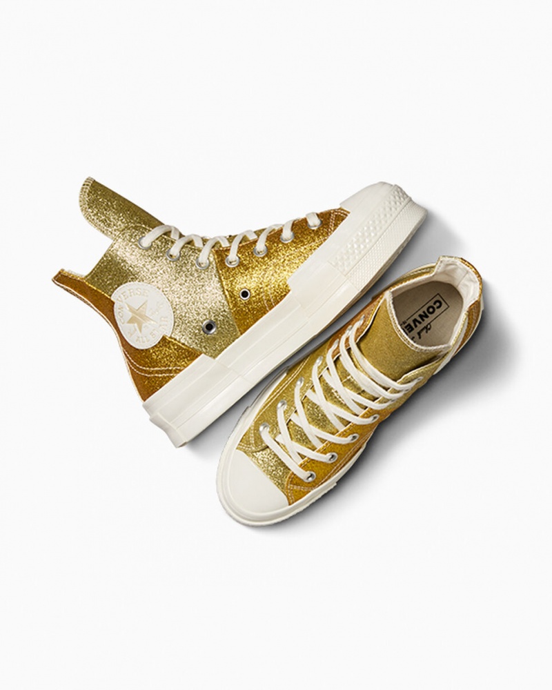 Converse Chuck 70 Plus Glitter ασπρα σκούρο χρυσο χρωμα | HPODZN-457