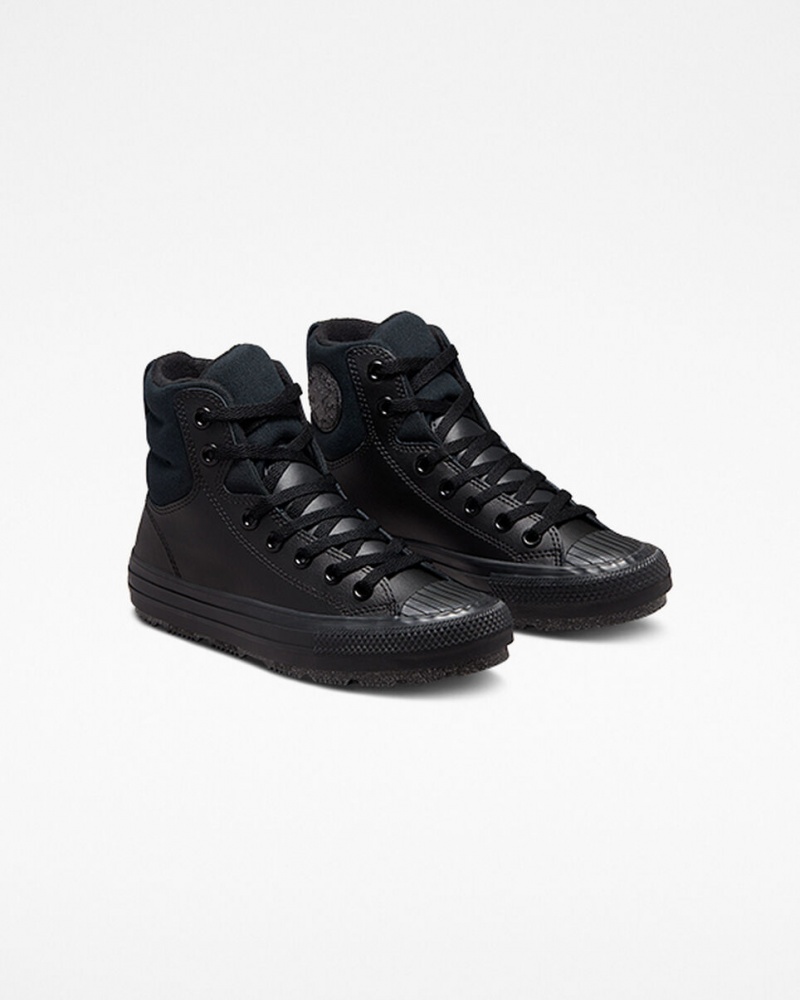 Converse Chuck Taylor All Star Berkshire Boot δερματινα μαυρα μαυρα γκρι | ADYGQH-721