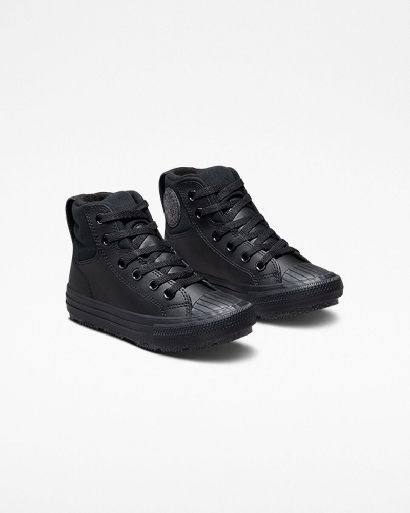 Converse Chuck Taylor All Star Berkshire Boot δερματινα μαυρα μαυρα γκρι | FCZTSM-103