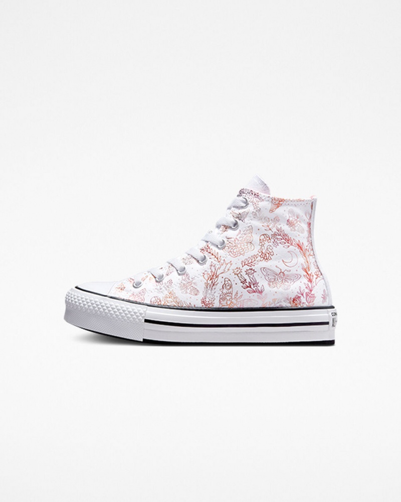 Converse Chuck Taylor All Star EVA Lift flatforms Butterfly Shine ασπρα ροζ μαυρα | HKOSBA-154