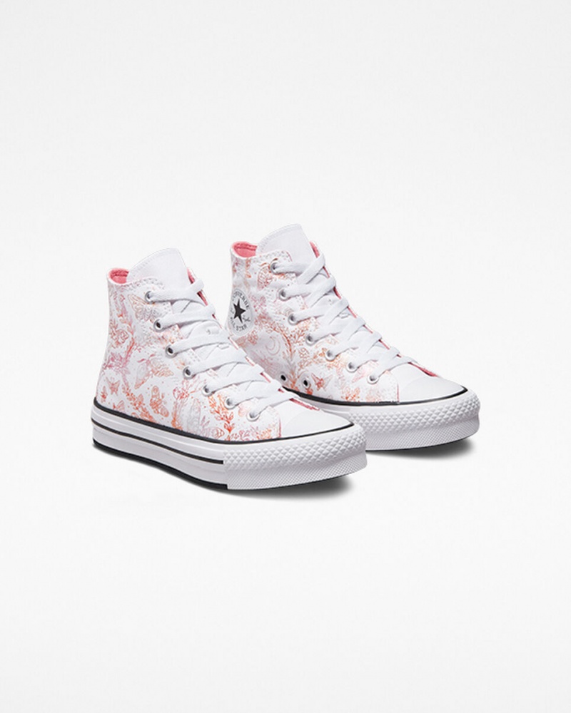 Converse Chuck Taylor All Star EVA Lift flatforms Butterfly Shine ασπρα ροζ μαυρα | HKOSBA-154