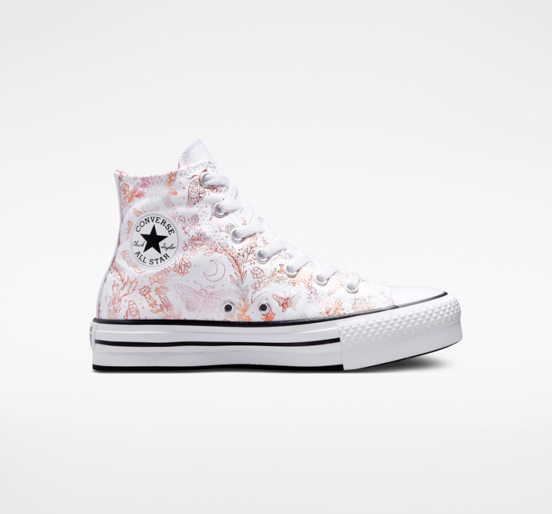 Converse Chuck Taylor All Star EVA Lift flatforms Butterfly Shine ασπρα ροζ μαυρα | HKOSBA-154