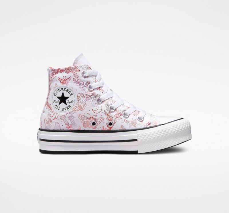 Converse Chuck Taylor All Star EVA Lift flatforms Butterfly Shine ασπρα ροζ μαυρα | BRSGZT-491