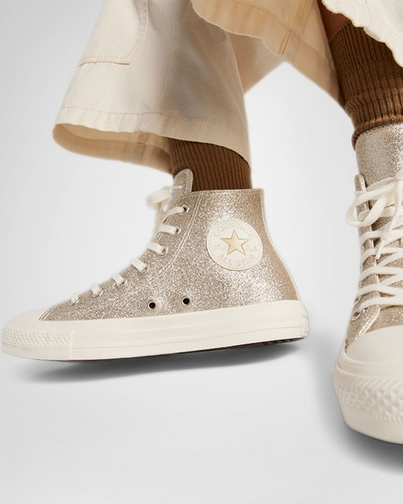 Converse Chuck Taylor All Star Glitter ανοιχτο χρυσο χρωμα | HVIGWE-791