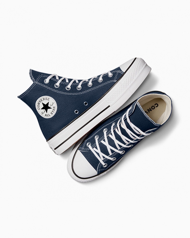 Converse Chuck Taylor All Star Lift flatforms σκουρο μπλε ασπρα μαυρα | HUNOVG-163