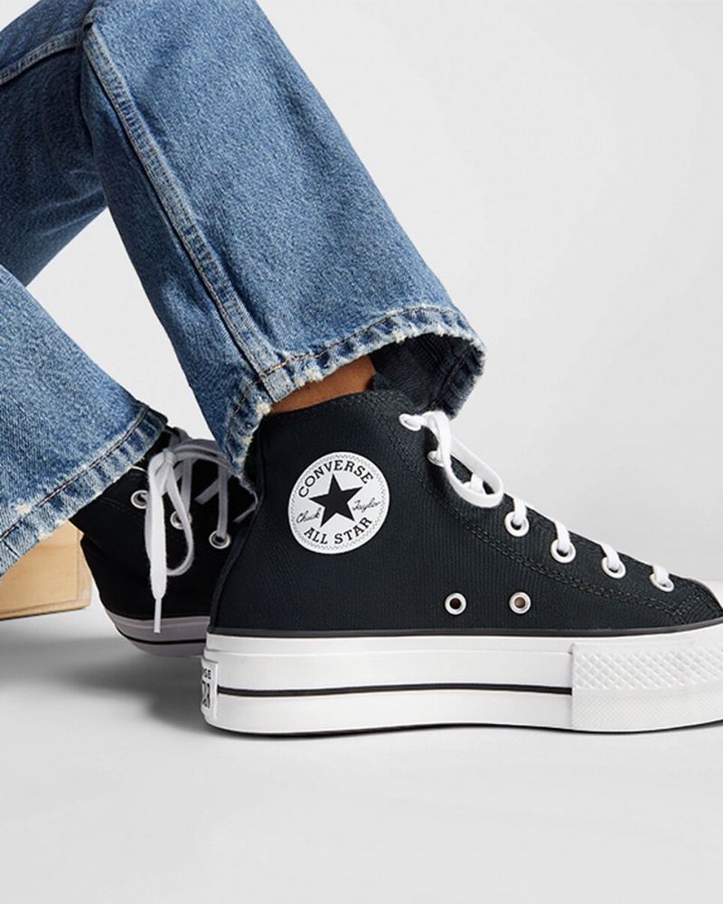 Converse Chuck Taylor All Star Lift flatforms μαυρα ασπρα ασπρα | YDAXZC-479