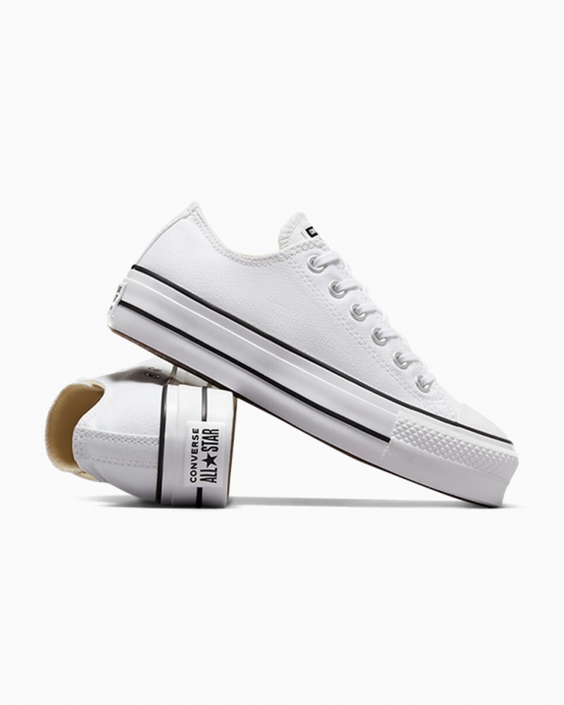 Converse Chuck Taylor All Star Lift flatforms ασπρα μαυρα ασπρα | KZXMCF-986