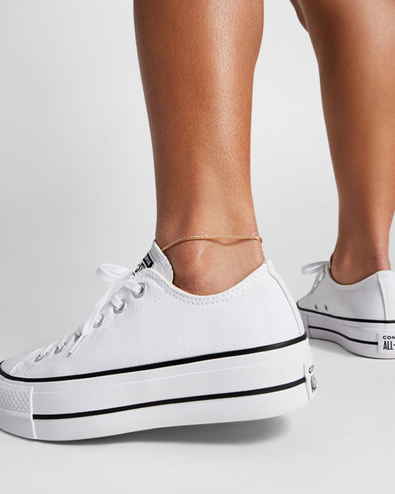 Converse Chuck Taylor All Star Lift flatforms ασπρα μαυρα ασπρα | KZXMCF-986