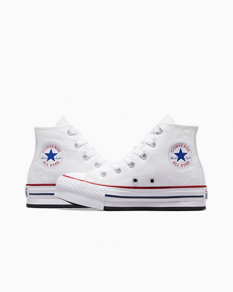 Converse Chuck Taylor All Star Lift flatforms ασπρα σκουρο μπλε | CSQXUH-036