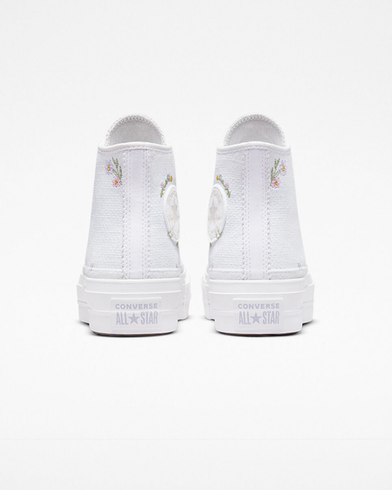 Converse Chuck Taylor All Star Lift flatforms Autumn Embroidery ασπρα | QDGEMZ-560