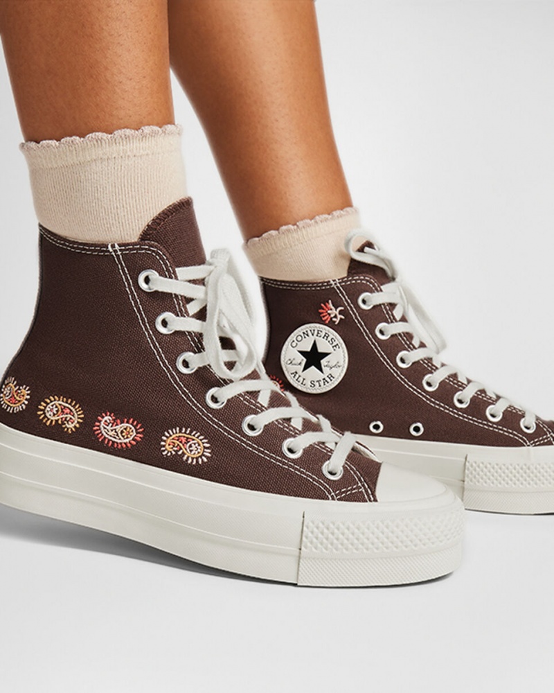 Converse Chuck Taylor All Star Lift flatforms Crafted Evolution καφε ροζ | VHEOUF-497