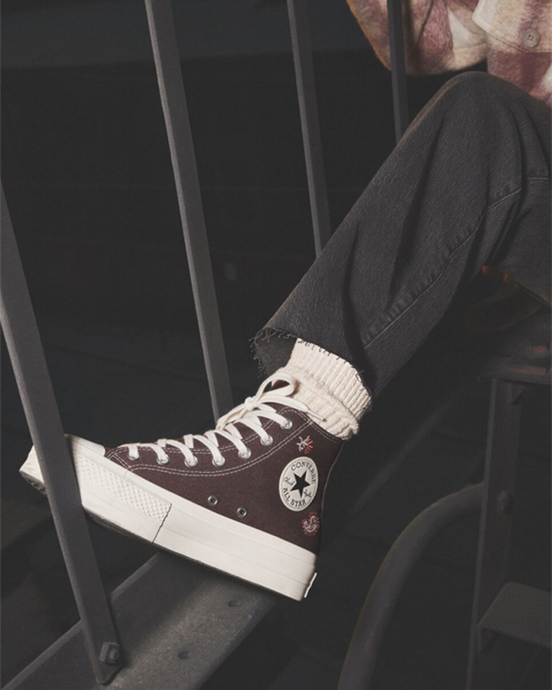 Converse Chuck Taylor All Star Lift flatforms Crafted Evolution καφε ροζ | VHEOUF-497