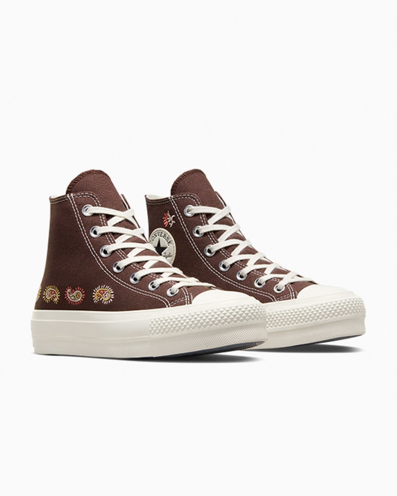 Converse Chuck Taylor All Star Lift flatforms Crafted Evolution καφε ροζ | VHEOUF-497