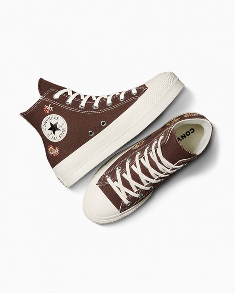 Converse Chuck Taylor All Star Lift flatforms Crafted Evolution καφε ροζ | VHEOUF-497