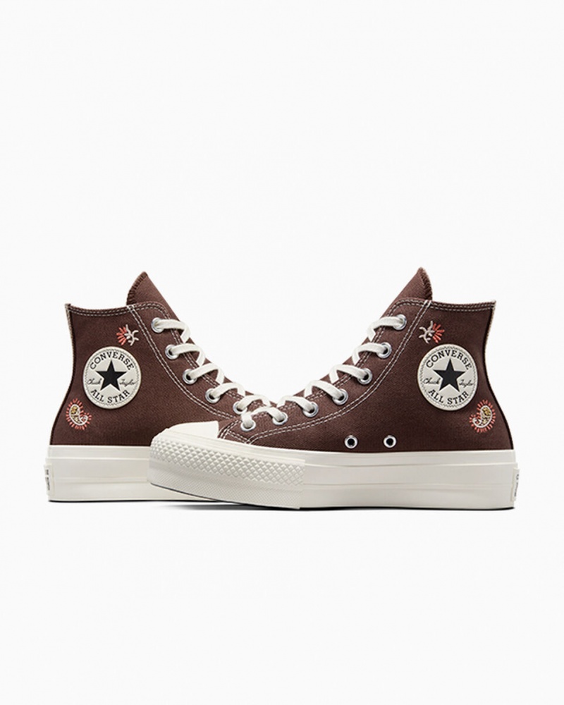 Converse Chuck Taylor All Star Lift flatforms Crafted Evolution καφε ροζ | VHEOUF-497