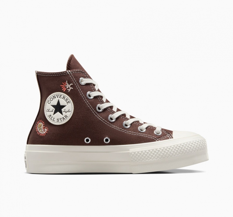 Converse Chuck Taylor All Star Lift flatforms Crafted Evolution καφε ροζ | VHEOUF-497