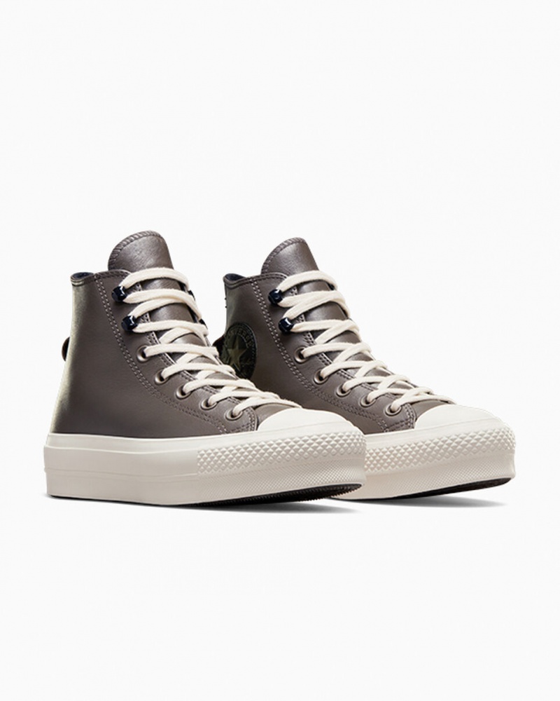 Converse Chuck Taylor All Star Lift flatforms Fleece-επενδυση δερματινα μαυρα | VSEDCY-681