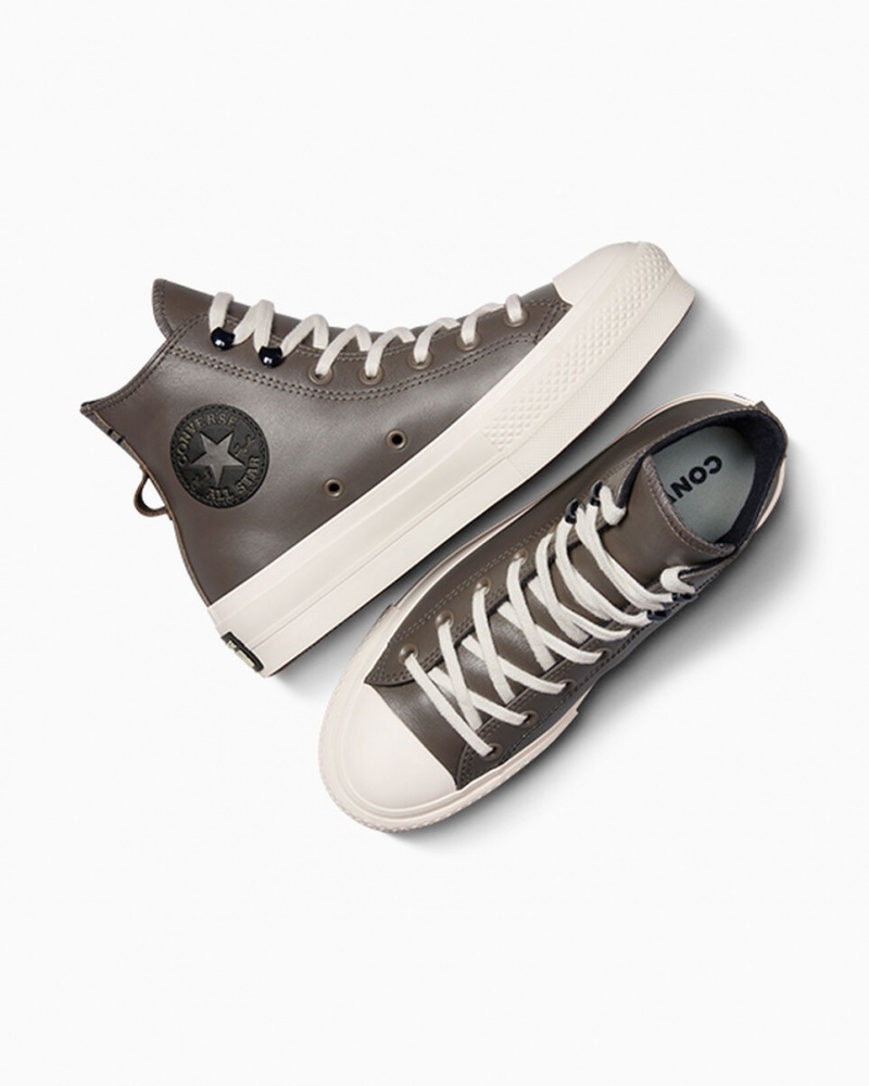 Converse Chuck Taylor All Star Lift flatforms Fleece-επενδυση δερματινα μαυρα | VSEDCY-681